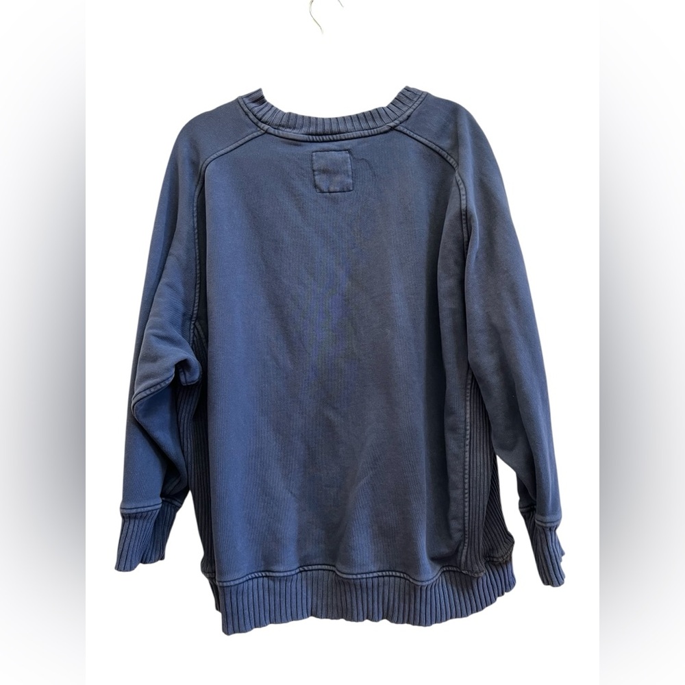 Aerie “Checked Out” Graphic Sweatshirt Oversized Boyfriend Blue Cozy Crewneck L - Picture 2 of 5